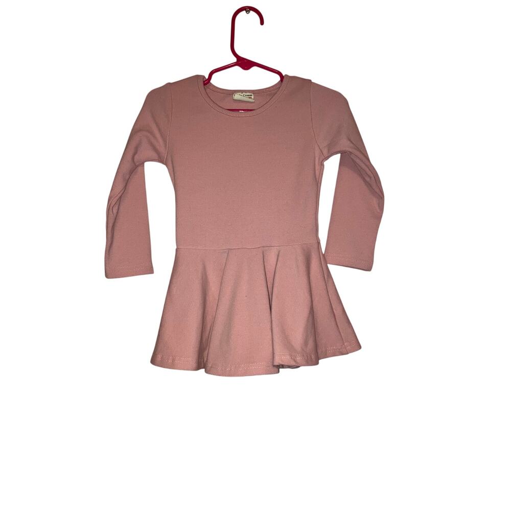 Dudu Cream Light Pink Twirl Little Girls Dress Size 24/36 months